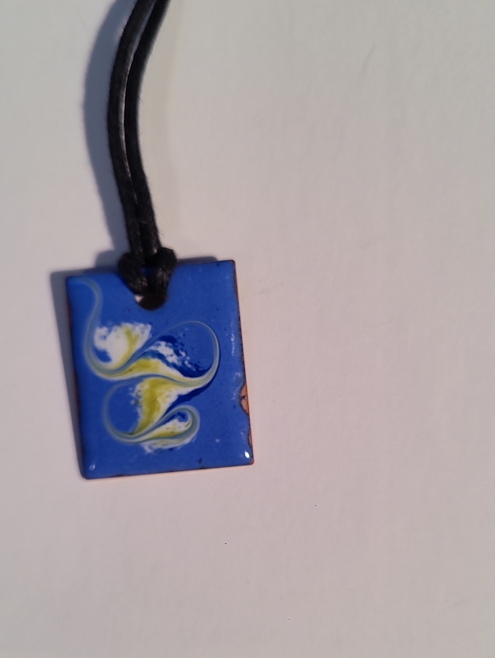 Blue Enamel Floral Swirl Pendant Necklace - Unbranded